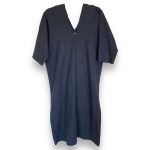 FOG LINEN WORK Gray Dress Shift Lagenlook Boho Peasant Linen Wool One Size Large